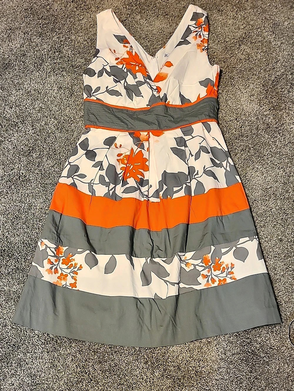 Acclaim Floral Color Block Dress Orange Gray Size 6 NWT